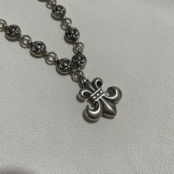Chrome Hearts BS Fleur Charm Ball Chain Necklace Sterling Silver - Picture 3 of 7